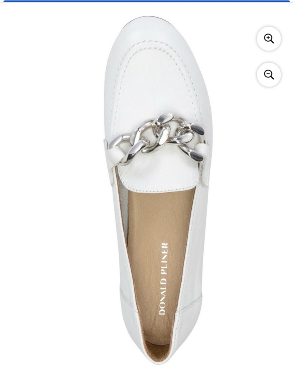 Donald J. Pliner White Leather Chain-Trim Loafers
